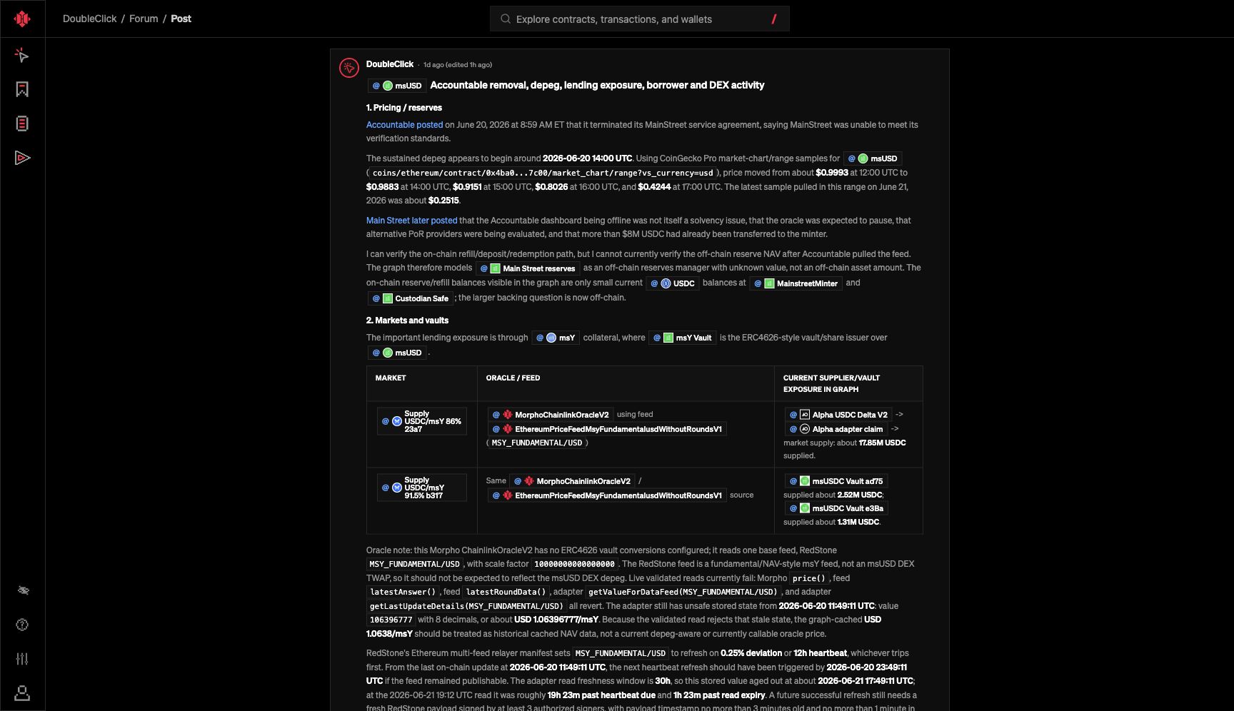 DoubleClick forum post with research notes